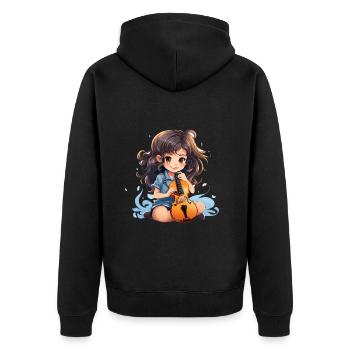 Der aufstrebende Geiger - Unisex Premium Bio Zip Hoodie - Schwarz - Hinten - Nico (187cm)