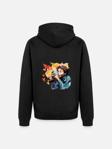 Der jazzige Trompeter - Unisex Premium Bio Zip Hoodie - Schwarz