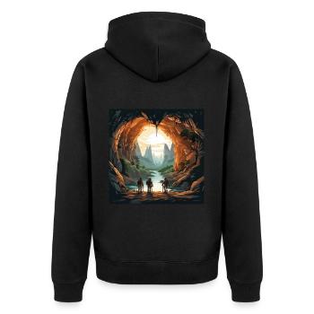The Cave Explorers - Unisex Premium Organic Zip Hoodie - black - Back - Nico (187cm)