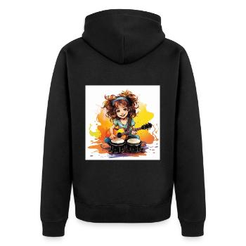 Der rhythmische Bongo-Spieler - Unisex Premium Bio Zip Hoodie - Schwarz - Hinten - Nico (187cm)
