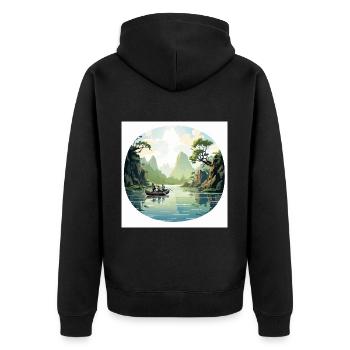 The River Wanderers - Unisex Premium Organic Zip Hoodie - black - Back - Nico (187cm)