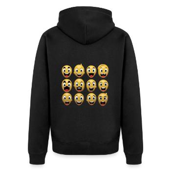 The Silly Expressions - Unisex Premium Organic Zip Hoodie - black - Back - Nico (187cm)