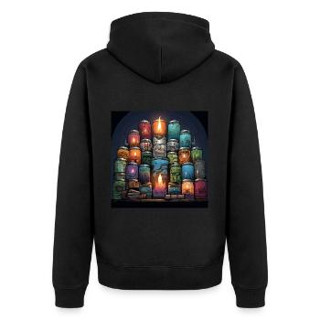 The Geeks Aromas - Unisex Premium Organic Zip Hoodie - black - Back - Nico (187cm)