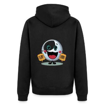 Der Showdown der Jokester - Unisex Premium Bio Zip Hoodie - Schwarz - Hinten - Nico (187cm)