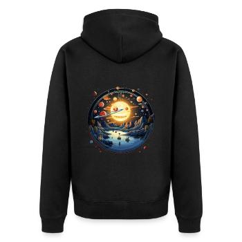 L’Odyssée Planétaire - Veste à capuche bio Premium Unisexe - noir - Dos - Nico (187cm)