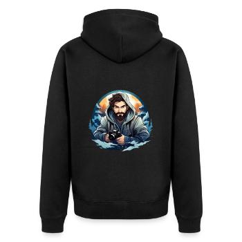 Master the Frame: Ausbildung zum visuellen Geschichtenerzähler - Unisex Premium Bio Zip Hoodie - Schwarz - Hinten - Nico (187cm)