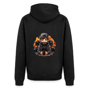Frame & Capture: Künstler und Sammler verbinden - Unisex Premium Bio Zip Hoodie - Schwarz - Hinten - Nico (187cm)
