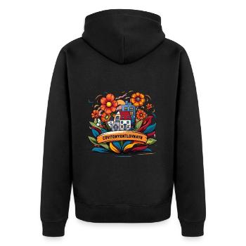 Brushes of Change: Kunstprojekt im öffentlichen Raum für Hobbyisten - Unisex Premium Bio Zip Hoodie - Schwarz - Hinten - Nico (187cm)
