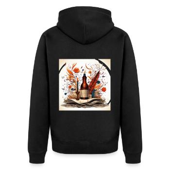 Tinte und Verse - Unisex Premium Bio Zip Hoodie - Schwarz - Hinten - Nico (187cm)