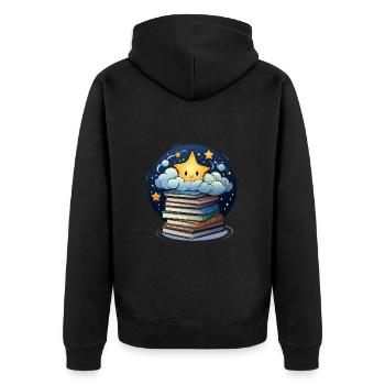 Himmlische Verse - Unisex Premium Bio Zip Hoodie - Schwarz - Hinten - Nico (187cm)