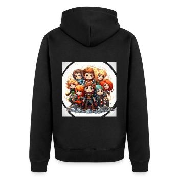Außenseiter-Brigade - Unisex Premium Bio Zip Hoodie - Schwarz - Hinten - Nico (187cm)