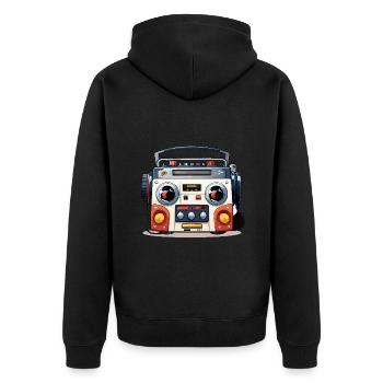 Audio Time Capsule - Unisex Premium Organic Zip Hoodie - black - Back - Nico (187cm)