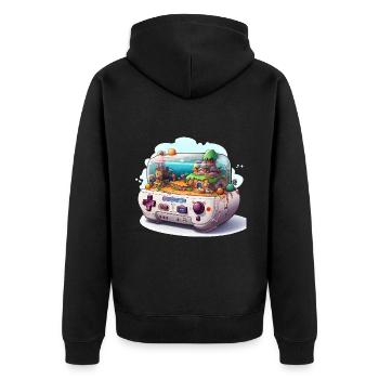 Gaming Time Warp - Unisex Premium Organic Zip Hoodie - black - Back - Nico (187cm)