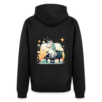 Piano Sérénade Licorne - Veste à capuche bio Premium Unisexe - noir - Dos - Nico (187cm)