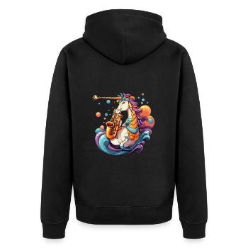 Groove de licorne jazzy - Veste à capuche bio Premium Unisexe - noir - Dos - Nico (187cm)