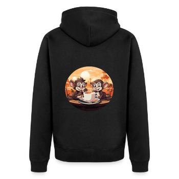 Affe Brew Kaffee Kunstdruck - Unisex Premium Bio Zip Hoodie - Schwarz - Hinten - Nico (187cm)