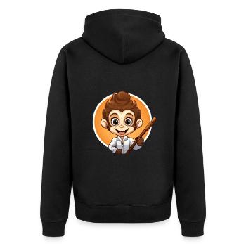 Monkey Selfie Stick - Unisex Premium Organic Zip Hoodie - black - Back - Nico (187cm)