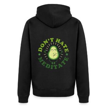 Meditation meditieren Spruch - Unisex Premium Bio Zip Hoodie - Schwarz - Hinten - Nico (187cm)