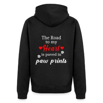 The way to my heart is with paw prints - Unisex Premium Organic Zip Hoodie - black - Back - Nico (187cm)
