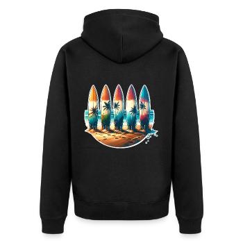 Surfen Surfer - Unisex Premium Bio Zip Hoodie - Schwarz - Hinten - Nico (187cm)