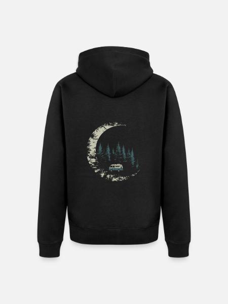 Camper in the moonlight - Unisex Premium Organic Zip Hoodie - black