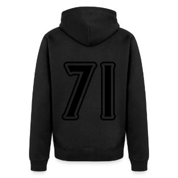 71 Number Symbol - Unisex Premium Organic Zip Hoodie - black - Back - Nico (187cm)
