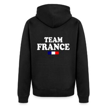 Frankreich - Unisex Premium Bio Zip Hoodie - Schwarz - Hinten - Nico (187cm)
