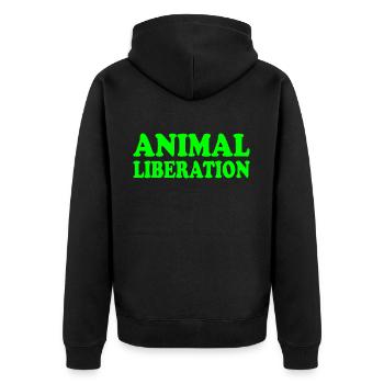 Animal liberation - Unisex Premium Organic Zip Hoodie - black - Back - Nico (187cm)