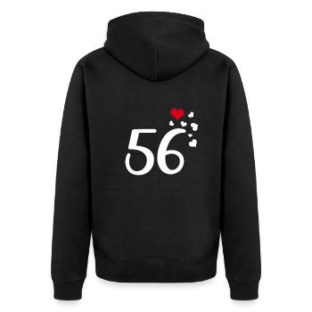 56. Geburtstag Jubiläum Herzen 56 - Unisex Premium Bio Zip Hoodie - Schwarz - Hinten - Nico (187cm)