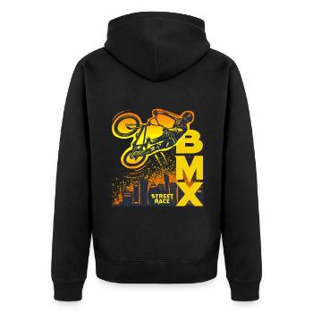 vélo BMX urban race vélo bike ride rider - Veste à capuche bio Premium Unisexe - noir - Dos - Nico (187cm)
