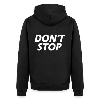 Dont stop - Unisex Premium Bio Zip Hoodie - Schwarz - Hinten - Nico (187cm)