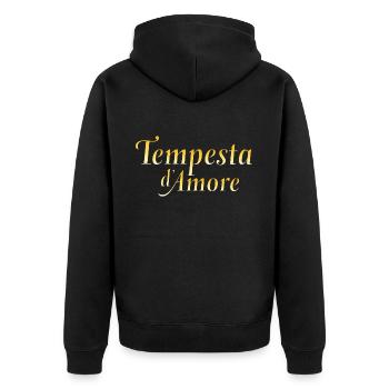 Tempesta D'Amore Sturm Der Liebe Schriftzug - Unisex Premium Bio Zip Hoodie - Schwarz - Hinten - Nico (187cm)