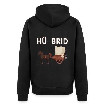 Pferdekutsche Hü Brid Hybrid Auto Pferd - Unisex Premium Bio Zip Hoodie - Schwarz - Hinten - Nico (187cm)