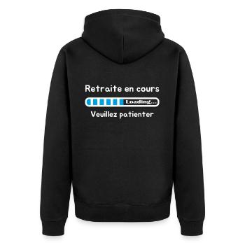 retraite en cours veuillez patienter design humour - Veste à capuche bio Premium Unisexe - noir - Dos - Nico (187cm)