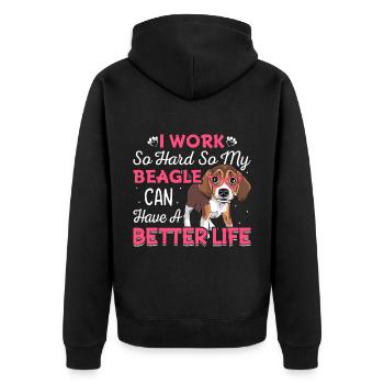 Arbeite So Hart Für Meinen Beagle Lustige - Unisex Premium Bio Zip Hoodie - Schwarz - Hinten - Nico (187cm)