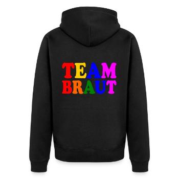 Team braut - Unisex Premium Bio Zip Hoodie - Schwarz - Hinten - Nico (187cm)