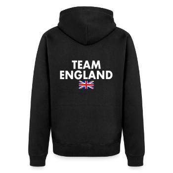 Team england - Unisex Premium Organic Zip Hoodie - black - Back - Nico (187cm)
