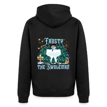 Frosty The Swoleman - Unisex Premium Bio Zip Hoodie - Schwarz - Hinten - Nico (187cm)