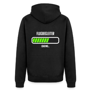 Flugbegleiter Beruf Loading Ladebalken - Unisex Premium Bio Zip Hoodie - Schwarz - Hinten - Nico (187cm)