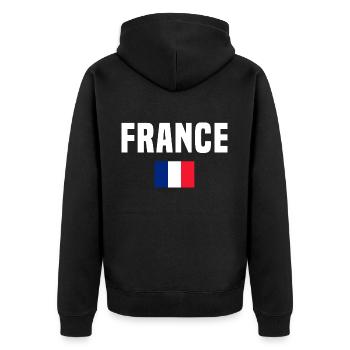 Frankreich, Frankreich - Unisex Premium Bio Zip Hoodie - Schwarz - Hinten - Nico (187cm)