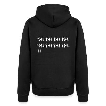 Strichliste Ergebnis 42 - Unisex Premium Bio Zip Hoodie - Schwarz - Hinten - Nico (187cm)