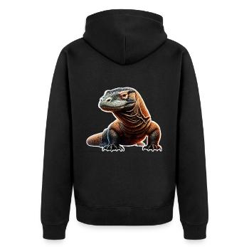 Komodo Dragon - Unisex Premium Bio Zip Hoodie - Schwarz - Hinten - Nico (187cm)