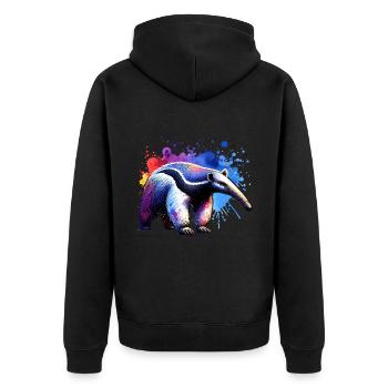 Anteater - Unisex Premium Organic Zip Hoodie - black - Back - Nico (187cm)