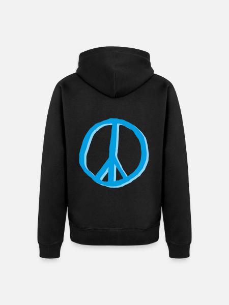 Peacezeichen Friedenszeichen Zeichen - Unisex Premium Bio Zip Hoodie - Schwarz
