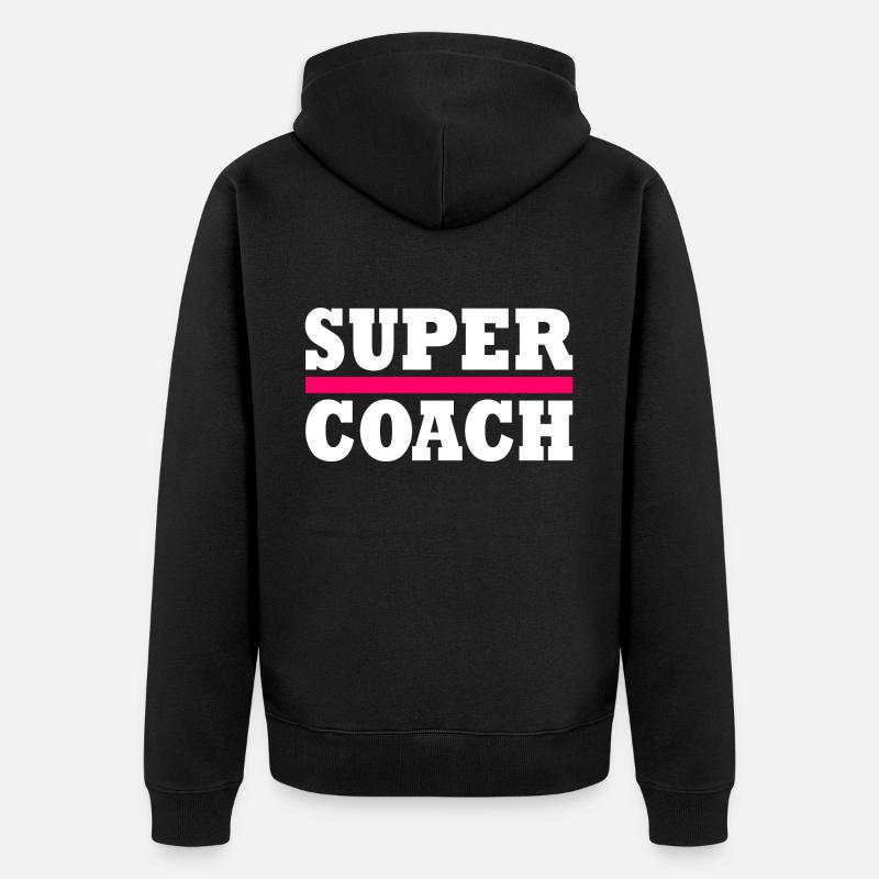 coach - Unisex Premium Bio Zip Hoodie - Schwarz