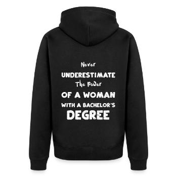 Never Underestimate The Power Of... - Unisex Premium Organic Zip Hoodie - black - Back - Nico (187cm)
