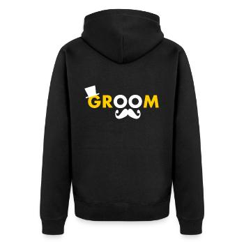 Groom - Unisex Premium Bio Zip Hoodie - Schwarz - Hinten - Nico (187cm)