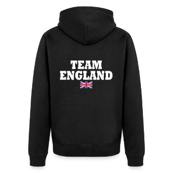 Team england - Unisex Premium Organic Zip Hoodie - black - Back - Nico (187cm)