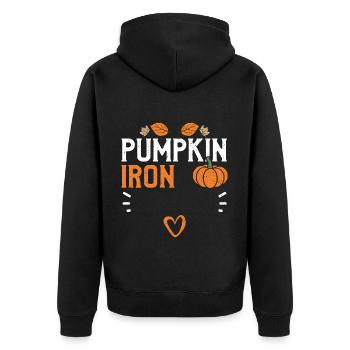 Pumpkin Iron - Pumpkin - Unisex Premium Organic Zip Hoodie - black - Back - Nico (187cm)
