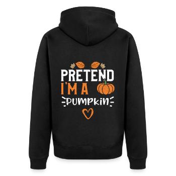 Pretend I'm A Pumpkin - Pumpkin - Unisex Premium Bio Zip Hoodie - Schwarz - Hinten - Nico (187cm)